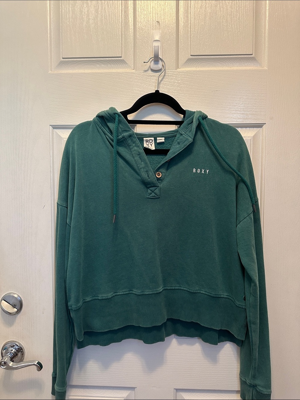 Roxy Teal Green Pullover Hooded Sweatshirt
